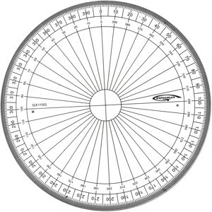 GRAPHOPLEX Hel cirkelvinkelmåler - grader Ø 10 cm - Teknisk teckning GRAPHOPLEX Hel cirkelvinkelmåler - grader Ø 10 cm - Teknisk teckning
