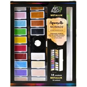 ART & GO Portable Watercolor Palette - 18 Metallic Colors - Compact - Garden & Flower Painting ART & GO Portable Watercolor Palette - 18 Metallic Colors - Compact - Garden & Flower Painting