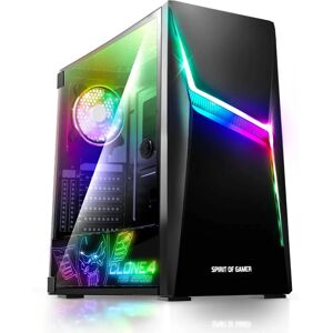 Boîtier PC Gaming Spirit of Gamer Clone 4 Noir - RGB, Vitre, ATX - Publicité Boîtier PC Gaming Spirit of Gamer Clone 4 Noir - RGB, Vitre, ATX - Publicité