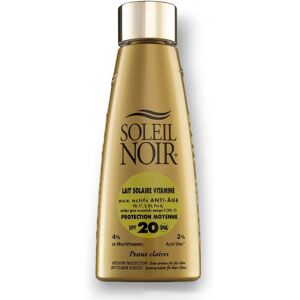 Lait Solaire Vitaminé SPF20 Soleil Noir - Protection pour peau claire - Publicité Lait Solaire Vitaminé SPF20 Soleil Noir - Protection pour peau claire - Publicité