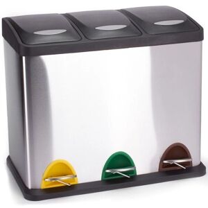 MSV Stainless Steel 8L Trash Can - Rectangular, 3 Compartments MSV Stainless Steel 8L Trash Can - Rectangular, 3 Compartments