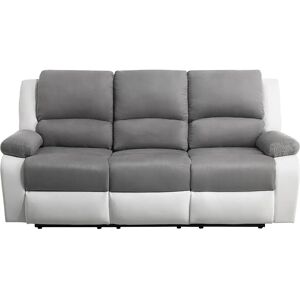 Canapé Relaxation électrique Loungitude 3 places - Microfibre et Simili - Blanc et gris - Publicité Canapé Relaxation électrique Loungitude 3 places - Microfibre et Simili - Blanc et gris - Publicité