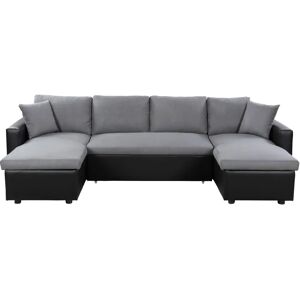Canapé D'angle U Maria Convertible - Microfibre & Simili - Gris/Noir - Publicité Canapé D'angle U Maria Convertible - Microfibre & Simili - Gris/Noir - Publicité