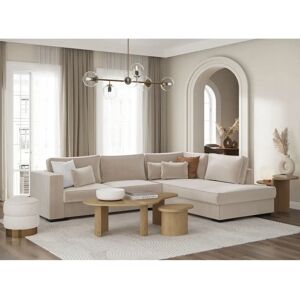 Loungitude BELAMI - Canapé d'angle XXL 6 places en velours côtelé - Beige - Publicité Loungitude BELAMI - Canapé d'angle XXL 6 places en velours côtelé - Beige - Publicité