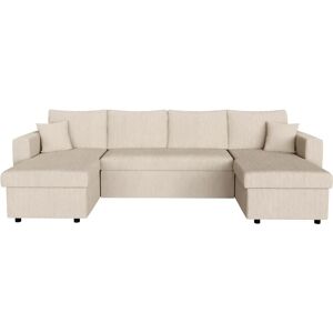 Canapé convertible en U beige avec rangement Loungitude - Publicité Canapé convertible en U beige avec rangement Loungitude - Publicité