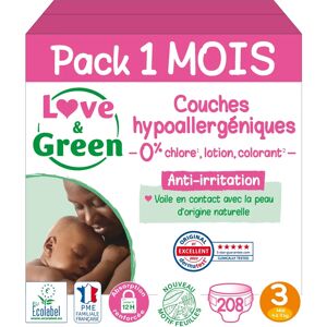 Couches hypoallergéniques Love & Green Taille 3 - 52 unités - Publicité Couches hypoallergéniques Love & Green Taille 3 - 52 unités - Publicité