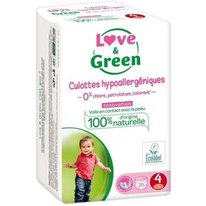 Culottes Hypoallergéniques Love & Green - Taille 4 - Pack de 20 - Publicité Culottes Hypoallergéniques Love & Green - Taille 4 - Pack de 20 - Publicité