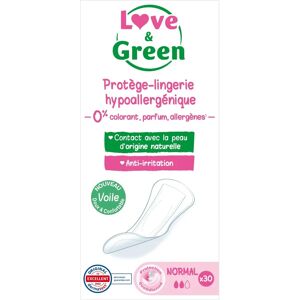 Protections Hygiéniques Hypoallergéniques Écologiques Love & Green - 30 pièces - Publicité Protections Hygiéniques Hypoallergéniques Écologiques Love & Green - 30 pièces - Publicité