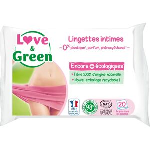 Love & Green Lingettes intimes bio à l'aloe vera, 20 unités - Publicité Love & Green Lingettes intimes bio à l'aloe vera, 20 unités - Publicité