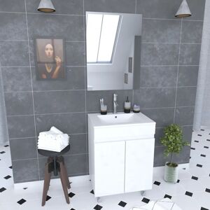 Aurlane Mobili bagno MDF lucido bianco - 60x45x81 - Tipo di bagno Aurlane Mobili bagno MDF lucido bianco - 60x45x81 - Tipo di bagno