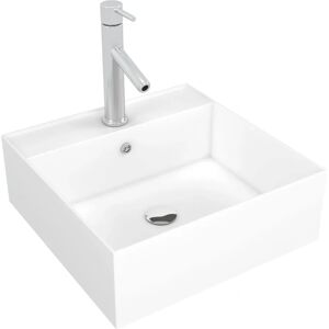 Aurlane Weißes Keramik-Quadrat-Waschtisch - 41x41x15cm - Squary Aurlane Weißes Keramik-Quadrat-Waschtisch - 41x41x15cm - Squary