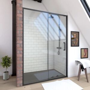 Aurlane - Parete de douche cadre noir moderne - 140x200 cm Aurlane - Parete de douche cadre noir moderne - 140x200 cm