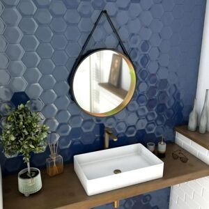 AURLANE Modello miR028 - Specchio rotondo bagno - 55cm - Finitura nera e bronzo AURLANE Modello miR028 - Specchio rotondo bagno - 55cm - Finitura nera e bronzo