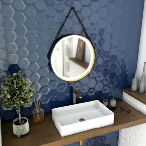 AURLANE Miroir de Salle de Bain 55cm Diamètre Noir Mat avec Finition Bronze - Circle Horus LED - Publicité AURLANE Miroir de Salle de Bain 55cm Diamètre Noir Mat avec Finition Bronze - Circle Horus LED - Publicité