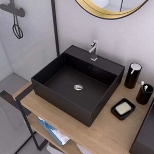 Aurlane Lavabo carré en céramique noire - 41x41x15cm Aurlane Lavabo carré en céramique noire - 41x41x15cm