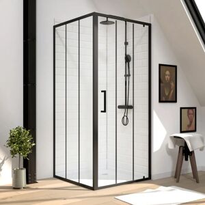 Porte de douche en verre Aurlane 80x200 - Pivotante + Latérale Porte de douche en verre Aurlane 80x200 - Pivotante + Latérale