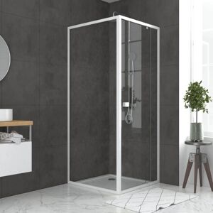 Porte de douche pivotante blanche extensible Aurlane - 78-90x185cm Porte de douche pivotante blanche extensible Aurlane - 78-90x185cm