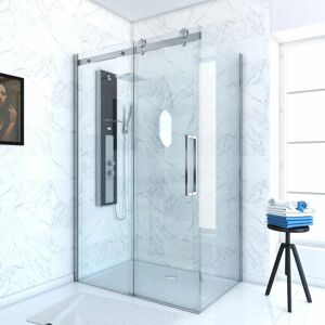 AURLANE Paroi de douche coulissante + fixe 120X80cm - chromée AURLANE Paroi de douche coulissante + fixe 120X80cm - chromée