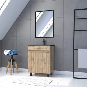 Mueble de baño AURLANE Timber 60 Roble Natural - 2 Puertas Mueble de baño AURLANE Timber 60 Roble Natural - 2 Puertas