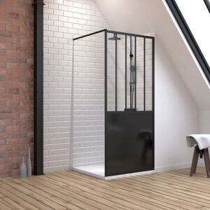 Pack Aurlane Paroi de douche 90x200cm noir mat + receveur plat 90x90cm Pack Aurlane Paroi de douche 90x200cm noir mat + receveur plat 90x90cm