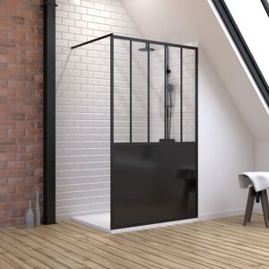 AURLANE Pack Box Doccia 120x200 cm nero opaco con barra di supporto - Doccia AURLANE Pack Box Doccia 120x200 cm nero opaco con barra di supporto - Doccia
