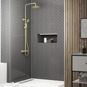 Système de douche Gold Aurlane - Thermostatique avec tête réglable - Publicité Système de douche Gold Aurlane - Thermostatique avec tête réglable - Publicité