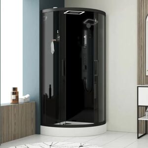 Aurlane Cabina de Ducha - 95x95x215 cm - Semicircular, Negro, Puertas correderas Aurlane Cabina de Ducha - 95x95x215 cm - Semicircular, Negro, Puertas correderas