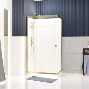 Cabine de Douche Rectangulaire Aurlane - Blanc et Or - 110x80x200/230 cm Cabine de Douche Rectangulaire Aurlane - Blanc et Or - 110x80x200/230 cm