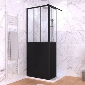 Aurlane - Enceinte de douche style industriel 80+40x200cm - Noir Aurlane - Enceinte de douche style industriel 80+40x200cm - Noir