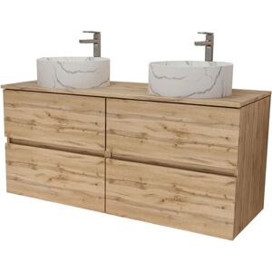 Ensemble de Meuble Double Salle de Bain - 120cm Roble - 4 Tiroirs Soft-Close - Publicité Ensemble de Meuble Double Salle de Bain - 120cm Roble - 4 Tiroirs Soft-Close - Publicité