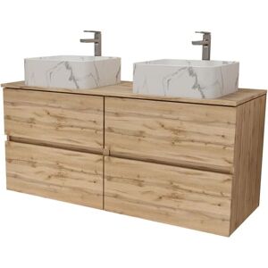 Aurlane - Mueble baño 120cm Roble 4 Cajones + Lavabos Aurlane - Mueble baño 120cm Roble 4 Cajones + Lavabos