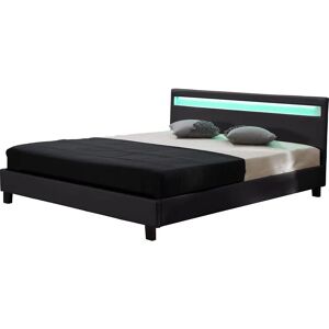 Habitat et Jardin Lit avec tête de lit LED - 160 x 200 cm - Noir - Lit - Publicité Habitat et Jardin Lit avec tête de lit LED - 160 x 200 cm - Noir - Lit - Publicité