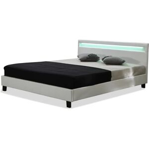 Letto Habitat et Jardin con testiera LED - 140x190cm - Bianco Letto Habitat et Jardin con testiera LED - 140x190cm - Bianco