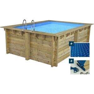 Habitat Et Jardin - Piscine rectangulaire en bois 'Caimans' - Couverture bulles et hiver - 4,10x3,00x1,24m Habitat Et Jardin - Piscine rectangulaire en bois 'Caimans' - Couverture bulles et hiver - 4,10x3,00x1,24m