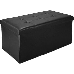 Banque de rangement Todeco - Ottoman en cuir pliable 76x38x38 - Noir Banque de rangement Todeco - Ottoman en cuir pliable 76x38x38 - Noir
