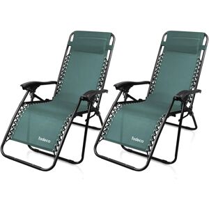 Chaise longue de jardin Todeco Pliable - Pack de 2, Réglable, Vert - Publicité Chaise longue de jardin Todeco Pliable - Pack de 2, Réglable, Vert - Publicité