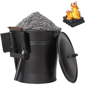 Seau à Cendres Todeco Noir 24L avec Couvercle et Outils Seau à Cendres Todeco Noir 24L avec Couvercle et Outils