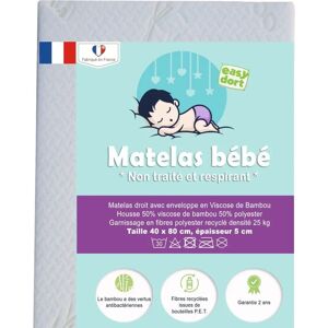 Matelas bébé en bambou Easy Dort 40x80cm - Fabriqué en France - Publicité Matelas bébé en bambou Easy Dort 40x80cm - Fabriqué en France - Publicité