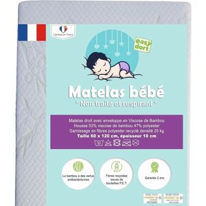 Matelas Bébé Bambou Easy Dort 60x120cm - Fabriqué en France - Publicité Matelas Bébé Bambou Easy Dort 60x120cm - Fabriqué en France - Publicité