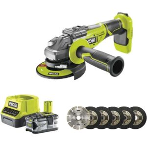 Kit Meuleuse sans fil RYOBI 18V - 6 Disques, Batterie & Chargeur Kit Meuleuse sans fil RYOBI 18V - 6 Disques, Batterie & Chargeur
