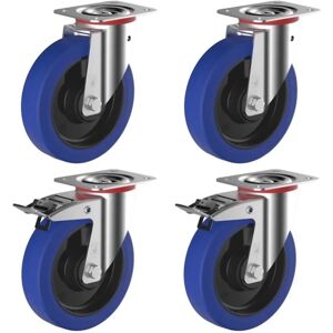 Roues-et-Roulettes.com Roues pivotantes bleues 100mm - Charge 420 Kg - Publicité Roues-et-Roulettes.com Roues pivotantes bleues 100mm - Charge 420 Kg - Publicité