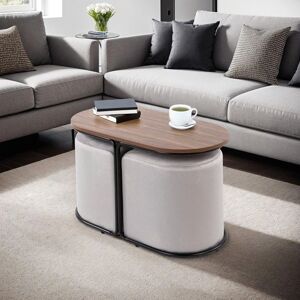 Generic - Table basse ovale 78x39x45 - Noir et naturel - Velours gris - Publicité Generic - Table basse ovale 78x39x45 - Noir et naturel - Velours gris - Publicité
