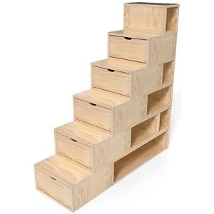 ABC MEUBLES Escalier cube de rangement compact - Étager en bois multifonction - Publicité ABC MEUBLES Escalier cube de rangement compact - Étager en bois multifonction - Publicité