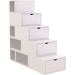 ABC MEUBLES Scala cubo di stoccaggio - 125cm, Bianco, Multifunzionale ABC MEUBLES Scala cubo di stoccaggio - 125cm, Bianco, Multifunzionale