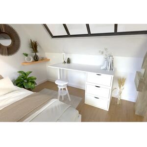 Scrivania in legno ABC MEUBLES con 3 cassetti - Bianco Scrivania in legno ABC MEUBLES con 3 cassetti - Bianco