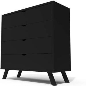 ABC MEUBLES Viking Massivholz Skandinavische Kommode - Schwarz ABC MEUBLES Viking Massivholz Skandinavische Kommode - Schwarz