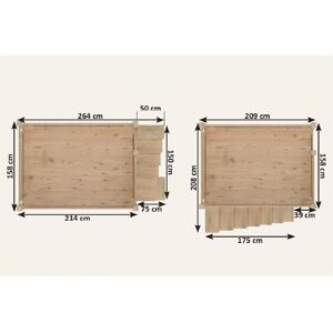 ABC MEUBLES Letto a Soppalco Adulti Regolabile con Scala a Cubo - Legno - 140x200 ABC MEUBLES Letto a Soppalco Adulti Regolabile con Scala a Cubo - Legno - 140x200