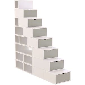ABC MEUBLES Aufbewahrungswürfel Treppe - 200cm Hoch - Weiß/Mokka ABC MEUBLES Aufbewahrungswürfel Treppe - 200cm Hoch - Weiß/Mokka
