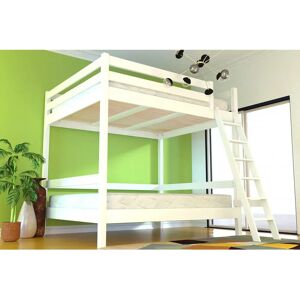 ABC MEUBLES Holz-Etagenbett - 140x200 - Weiß - Erwachsene ABC MEUBLES Holz-Etagenbett - 140x200 - Weiß - Erwachsene