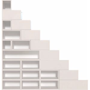 ABC MEUBLES Kompaktes Aufbewahrungsstufenregal - 225cm - Blanc/Moka ABC MEUBLES Kompaktes Aufbewahrungsstufenregal - 225cm - Blanc/Moka